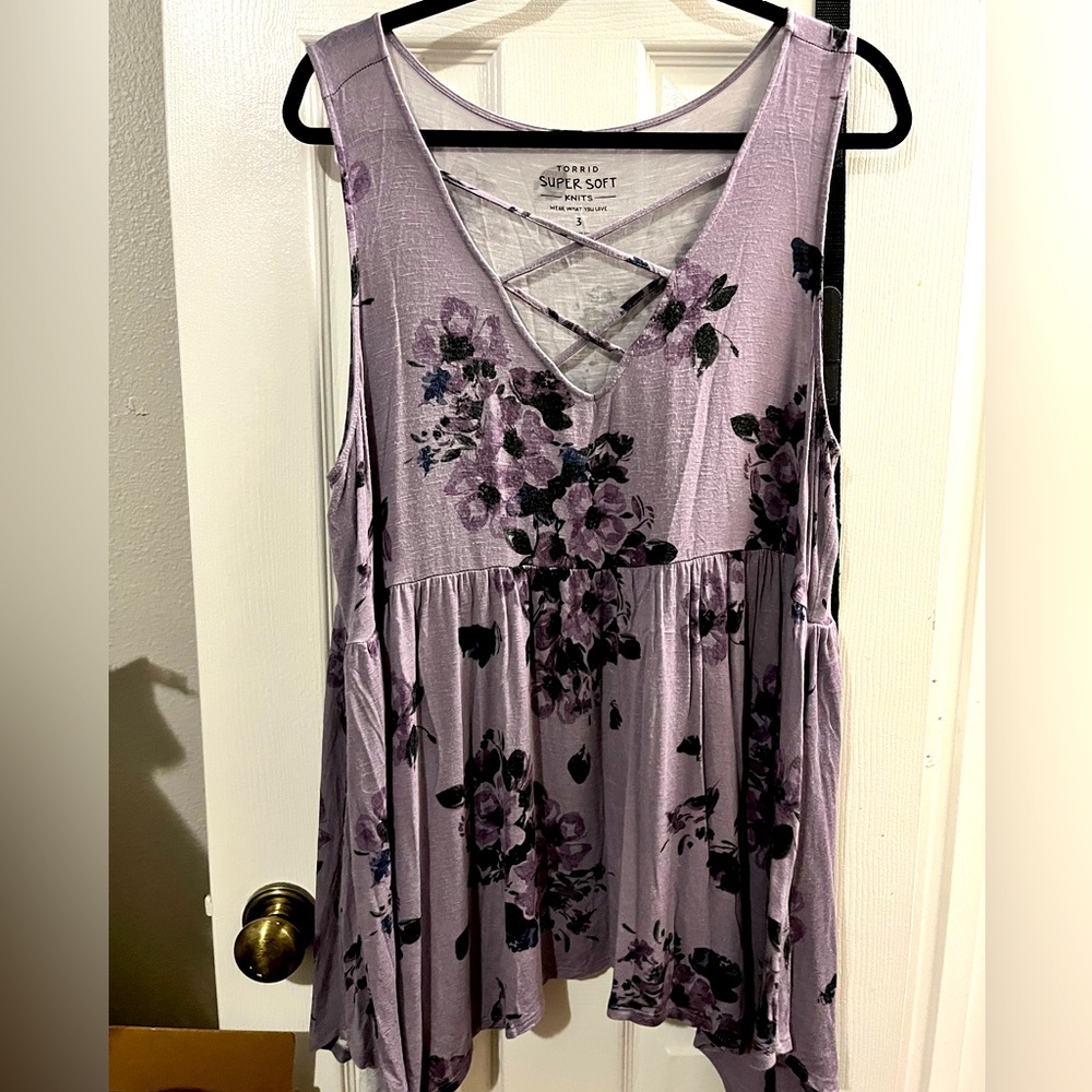 Lavender floral tunic tank
